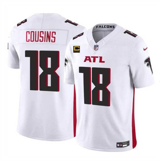Men & Women & Youth Atlanta Falcons #18 Kirk Cousins White 2024 F.U.S.E With 4-Star C Patch Vapor Untouchable Limited Stitched Jersey,We sell and wholesale Men & Women & Youth Atlanta Falcons #18 Kirk Cousins White 2024 F.U.S.E With 4-Star C Patch Vapor Untouchable Limited Stitched Jersey on line form chian!